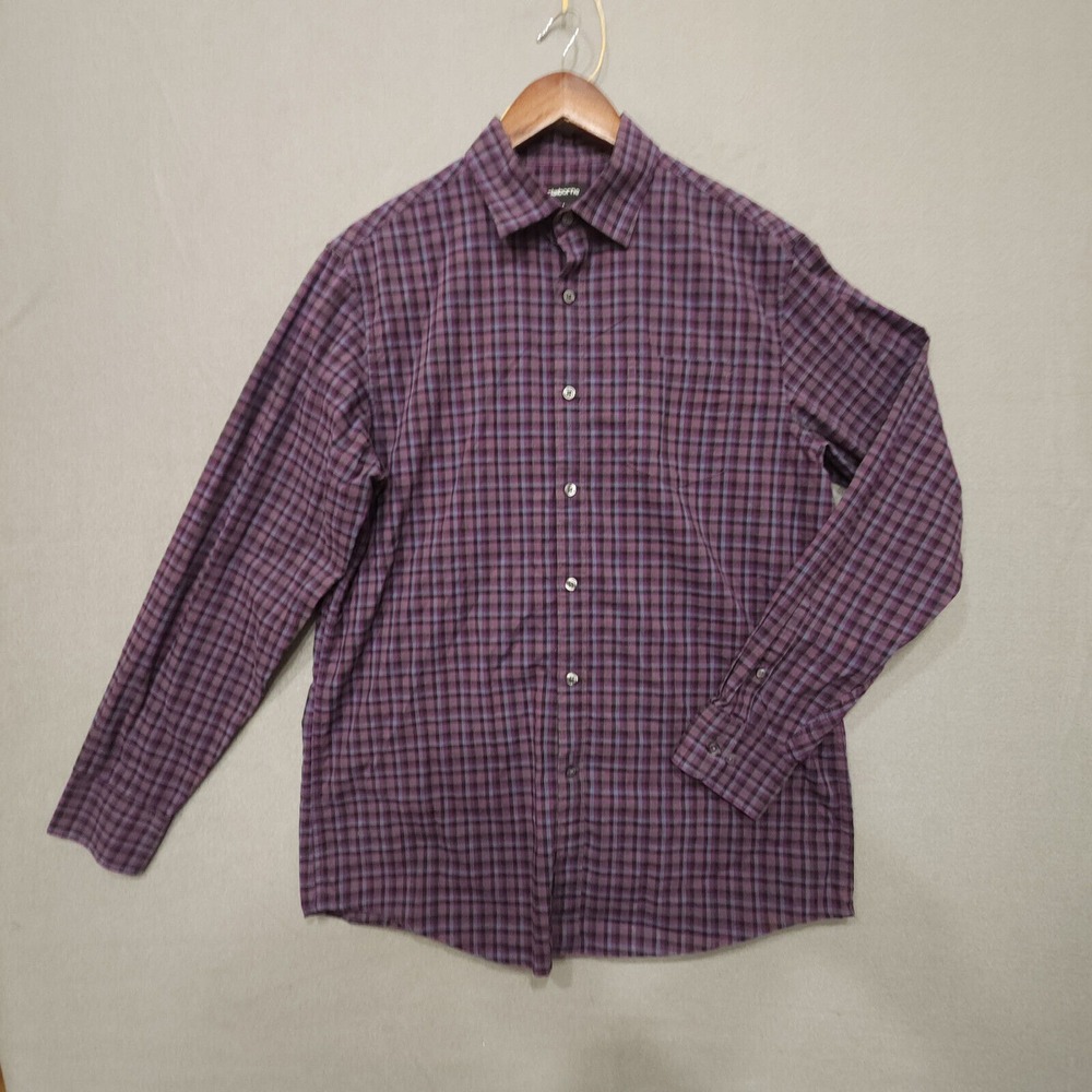 Claiborne Mens Purple Long Sleeve Button Up Striped Shirt Size Medium